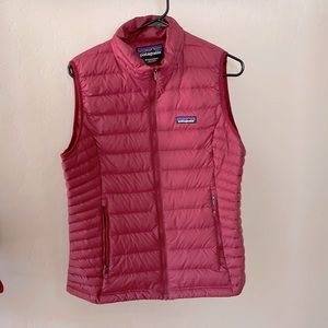Womens Patagonia Down Sweater Vest dark pink medium EUC